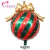 Nuevo moño navideño transfronterizo, bola colgante redonda, globo de papel de aluminio con rayas rojas, verdes y doradas, globo para fiesta navideña