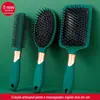 Pente com almofada de ar eletrostático verde escuro ao longo das costelas do cabelo pente de rolo de plástico pente massageador de couro cabeludo conjunto de pentes foscos para cabelo cacheado