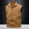Chaleco Casual para Hombre de Primavera y Otoño Resistente al Desgaste, Cuello Alto, Transpirable, Secado Rápido, Color Sólido, Simple y Versátil, para Jóvenes y Personas de Mediana Edad
