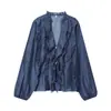 Fabricantes de Ropa para Mujer Transfronterizos al por Mayor 2025 Aliexpress Moda Popular Elegantes Camisas Decorativas con Capas