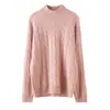 Suéter Feminino de Cashmere Gola Alta Meia-alta Outono e Inverno Malha Grossa de Cashmere Trançada