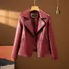Jaqueta de Couro Curta Feminina Nova Outono 2026 Versátil Slim Fit Blazer Emagrecedor Gola Lapela Casaco de Couro Tamanho Grande