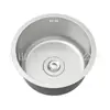Fregadero de cocina redondo de acero inoxidable 304, un solo tazón, Fregadero de isla con barra Nano Negro, Lavabo pequeño bajo encimera