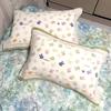 Fundas de Almohada de Algodón Puro Estilo Nuevo, un Par de Fundas de Almohada para Pareja del Hogar Hechas de Gasa, Algodón Simple, No Sueltan Pelusa, con Lazos, Engrosadas