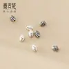 Pulsera de Plata de Ley 925 Rayada de Plata Tailandesa Vintage, Cuentas Espaciadoras de Oliva de 4 mm, Cuentas Sueltas para DIY, Materiales para Ensartar Hechos a Mano, Accesorios S0845