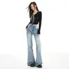 Calça Jeans Flare Baixa Menina Picante Azul Gelo Americana Estilo Novo Primavera/Verão 2026 Não Apertada nas Pernas Versátil Emagrecedora Elástica