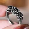 Anel vintage Cao Shi com flor de rosa desgastada para mulheres, acessório de nicho estilo meados do século, Anel único estilo Rococó Shein
