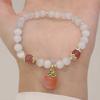Pulsera Ojo de Gato Moda Coreana Ciber Popular Cristal de Fresa Natural Melocotón Pulsera Trendy para Mujer Ajustable Pulsera ins
