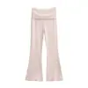Pantalones Largos de Estilo Americano con Cintura Plegable y Micro-Campana para Mujer, Nuevo 2026 Vintage Chica Popular de Tiro Alto Ajustados Rectos Hasta el Suelo