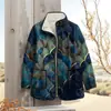 Estación Independiente Transfronteriza 2025 Moda Femenina Temu Chaqueta de Algodón Plisada Estampado Digital Floral Chaqueta de Algodón para Mujer F252