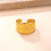 Anillos Irregulares de Moda Transfronterizos, Anillos Abiertos Geométricos Irregulares Prensados en Aceite, Fábrica de Joyería de Acero de Titanio de Gama Alta Vintage