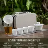 Actividad mayorista set de té de viaje taza express conveniente tetera de porcelana blanca kung fu traje para hacer té regalo para exteriores LOGOTIPO