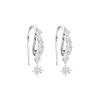 Pendientes de Gota de Agua con Diseño de Rayos Incrustados de Diamantes, Venta al por Mayor Transfronteriza de Aliexpress, Diseño Único, Ganchos para Orejas de Estrella de Ocho Puntas Estilo Oficina