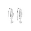 Pendientes de Zirconia con Forma de Gota de Estrella para Mujer, Pendientes Pequeños de Gota de Lluvia y Estrella de Ocho Puntas, Estilo Fresco y Neutro, No Necesitan Quitarse el Pelo Corto, Elegantes Ganchos para Orejas