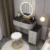 Tocador de Lujo Ligero para Dormitorio, Mesa de Maquillaje Moderna Minimalista para Apartamento Pequeño, Estilo Celebridad de Internet Nórdico con Gabinete de Almacenamiento Integrado