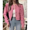 Ropa de Mujer Coreana Dongdaemun Otoño 2025 Nuevo Suéter de Ganchillo Cuello Redondo de Manga Larga Botones Individuales Estilo Chanel Algodón Blanco para Mujer