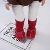 Novos sapatinhos de bebê com pelo sintético de ovelha, sola macia, meias-sapatinhos para bebê, sapatos para bebês e crianças pequenas com forro de fleece espesso