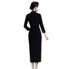 Vestido de veludo dourado de temperamento novo para outono e inverno de mulheres de meia-idade e idosas, vestido de alta qualidade, cheongsam, atacado, consignação