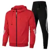 Conjunto Esportivo Casual com Capuz Masculino Primavera e Outono Novo Cruzado Conjunto de Duas Peças Terno Casual Masculino Slim