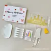 Juego de cuchillo, tenedor y plato para pastel en caja de regalo cinco en uno, juego de vajilla desechable para postres, juego de vajilla para pastel de cumpleaños