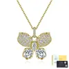 Suministro Exclusivo Transfronterizo de Collar de Plata S925 Mariposa Moissanita con Diseño Totalmente Incrustado, Artículo Popular de Comercio Exterior, Soporta Lotes Mixtos Dropshipping