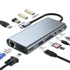Estación de acoplamiento 11 en 1 a Type-C, con puerto Ethernet de 1000 Mbps, para laptops, con capacidades multifuncionales y opciones personalizables para uso transfronterizo