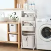 Nuevo Estante de Baño Cesta de Lavandería de Plástico Estante de Almacenamiento de Cocina Estante de Cuatro Niveles con Ruedas Carrito Pequeño Estante de Almacenamiento de Cocina