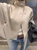 Capa de Murciélago Casual Abrigo de Lana para Mujer, Retro Francés Cuello Alto, Corte Holgado con Efecto de Caída, Capa Corta para Atar