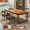 Mesa de Comedor, Sala de Estar, Mesa de Té y Sillas para el Hogar, Mesa de Té con Patas de Madera Maciza, Mesa Grande de Negociación Estilo Chino Nuevo, Mesa de Café, Mesa de Té de Doble Propósito