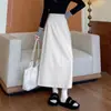 Falda de Lana Negra para Mujer Otoño e Invierno 2024 Nueva Falda Larga Recta Elegante Efecto Adelgazante de Punto Falda de Cadera Línea A