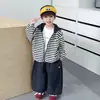 Conjunto de Roupa de Outono para Meninos 2026 Novo Estiloso e Fashion Streetwear para Bebês Estilo Coreano Conjunto Trendy de Duas Peças para Crianças