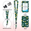 Set de Lanyard con Porta Tarjeta Retráctil con Estampado de Gato Floral Transfronterizo para Oficina Estudiante Colgante de Insignia Lindo