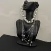 Collar de Cadena de Perlas Exquisito de Lujo Ligero con Múltiples Capas para Mujer, Cadena para Clavícula de Personalidad Única, Gargantilla Minimalista de Moda Nueva