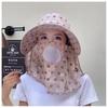 Nuevo Sombrero de Sol de Verano para Mujer Sombrero de Protección Solar Ala Grande Cubierta Facial para Bicicleta Anti-ultravioleta Sombrero para Recolectar Té Sombrero de Sol Estampado