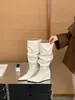 Botas Longas Chuyuji Estilo Europeu e Americano Bico Fino Salto Anabela para Mulheres, Novidade Outono e Inverno 2026 Botas de Salto Alto Afuniladas Acima do Joelho