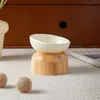 Cuenco Inclinado de Color Sólido Casual con Tocón de Madera Cerámica Doméstica para Mascotas Antivuelco Cuenco para Gatos Cuenco para Perros Protección del Cuello Cuenco de Agua Cuenco de Comida