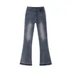 Jeans retro de pierna acampanada micro para chica caliente Pantalones rectos ajustados de cintura alta para mujer, nuevos para primavera y otoño, pantalones de arrastre