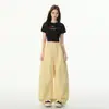 Pantalones Casuales Rayados de Pierna Ancha Color Naranja Infantil # Color Dopamina para Mujer, Sueltos, Adelgazantes, Modernos, Relajados, Versátiles, de Largo Completo