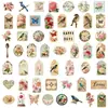 52 Peças de Adesivos de Graffiti de Papel de Scrapbook Vintage Desgastado para Diários DIY, Malas, Cadernos, Decorações de Guitarra, Adesivos à Prova d'Água