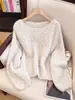Suéter de tricô com fio colorido, gola redonda, caimento relaxado, estilo coreano, para mulheres, nova coleção outono/inverno, jovem, macio, afina a silhueta e versátil.