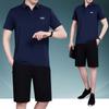 2026 Terno Casual de Verão para o Dia dos Pais Seda de Gelo Tamanho Grande Camiseta Masculina de Manga Curta para Homens de 50 e 60 Anos Roupa Esportiva para Meia-Idade e Idosos