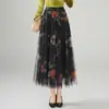 Moderna Falda de Malla Estampada para Mujer 2026 Otoño/Invierno Nueva Falda Plisada de Cintura Alta Adelgazante con Textura Drapeada y Elegante Dobladillo Acampanado