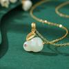 Natural Hetian Jade Coelho Colar Moda Nacional Das Mulheres Vintage Jade Coelho Pingente Doze Zodíaco Clavícula Cadeia Colar Jóias Atacado