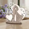 Decoraciones Románticas de Pareja para Bodas Decoración de Regalo de Boda Artesanías de Madera para Decoración del Hogar de Parejas de Bodas Adornos