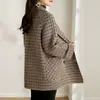 Abrigo de Lana Cuadros Color Avanzado para Mujer 2022 Otoño e Invierno Nuevo Estilo Occidental Delgado que Reduce la Edad