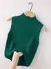 Chaleco de Punto Base Blanco de Cuello Medio Alto para Mujer, Top Ajustado sin Mangas, Adecuado para Usar Debajo de un Traje