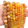 Pulseira Colar Brincos de Ágata Listrada Laranja Acessórios Semi-Acabados Grampo de Cabelo DIY Joias Artesanais Contas Soltas