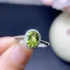 Anillo de Peridoto Natural Plata de Ley 925 Chapado en Oro Rosa Tamaño de la Piedra Principal 6*8mm Natural Admite Pruebas