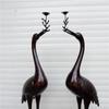 Adornos de Tortuga y Grulla de Cobre Extra Grandes, Portavelas de Grulla, Par Grande de Artesanías y Exhibiciones Decorativas