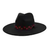 AliExpress Amazon Otoño e Invierno Estilo Étnico Nuevo Top Corazón de Melocotón Sombrero de Jazz Sombrero de Copa de Ala Ancha de Lana para Hombres y Mujeres